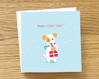 Dog Christmas Card -  Jack Russell Terrier Christmas Card, Christmas Present, JRT Christmas Card, Cute Christmas card, JRT with Presents