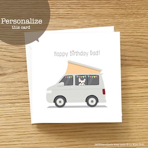 Biglietto di compleanno personalizzato del cane - biglietto di compleanno Bulldog francese, biglietto di compleanno Frenchie, Frenchie Campervan biglietto di compleanno, Campervan biglietto di compleanno,