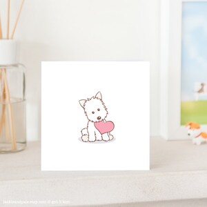 Dog Greeting Card - Cute Westie con Amore, Bianco West Highland Terrier Love Card, Westie Love Card, Westie Card, Biglietto Carino per Westie Lover
