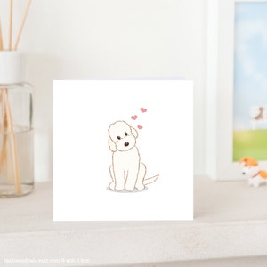 Carte de vœux pour chiens - White Labradoodle with Love, Labradoodle card, Cute Card for Labradoodle lover, Dog card, Labradoodle Love You Card