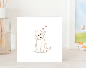Dog Greeting Card - White Labradoodle with Love, Labradoodle card, Cute Card for Labradoodle lover, Dog card, Labradoodle Love You Card