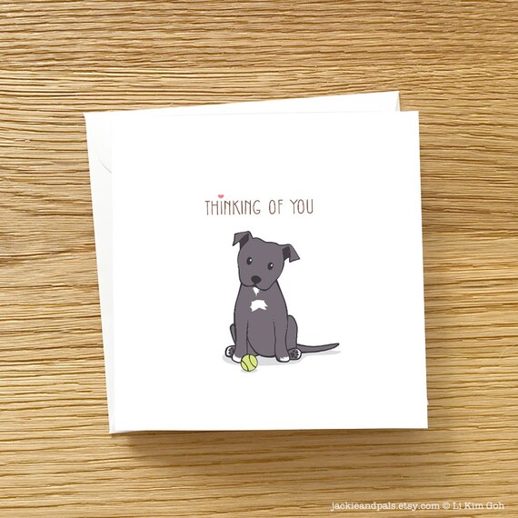 Dog Greeting Cards Staffordshire Bull Terrier card, Thinking of you Card,  Staffie Card, Blue Staffie Card, Staffie Thinking of you card