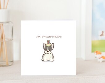 French Bulldog Birthday Card: Cupcake Frenchie Lover Card