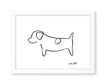 Picasso Inspired Jack Russell Terrier Line Art Print (A4)