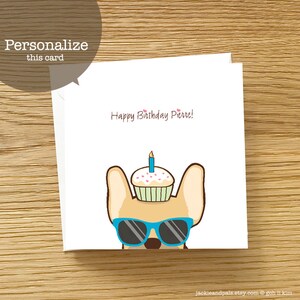 Carte d’anniversaire personnalisée de chien - carte d’anniversaire de bouledogue de Français, carte d’anniversaire frenchie, carte d’anniversaire pour l’amant frenchie, carte d’anniversaire pour des hommes