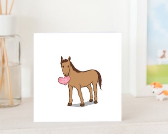 Horse Birthday Card - Brown Horse Happy Birthday Card, Horse Greeting card, Horse card, Cute Horse