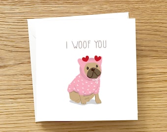 Dog Valenntine's Card -  French Bulldog in love jumper, Frenchie Valentines card, French Bulldog love card, Frenchie Card