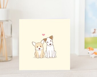 Corgi and Jack Russell Terrier Love Card