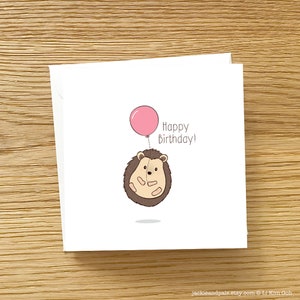 Igel-Grußkarte - süße Igel mit Ballon, Igel Geburtstagskarte, Igel-Karte, Baby Igel Karte, Karte für Igel-Liebhaber
