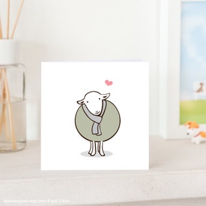 Animal Greeting Card - Cute Herwick Sheep with Love, Cute Sheep card, Sheep Love Card, Cute Animal card