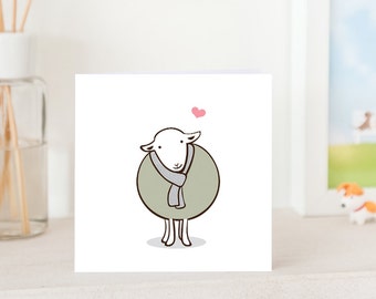 Animal Greeting Card - Cute Herwick Sheep with Love, Cute Sheep card, Sheep Love Card, Cute Animal card