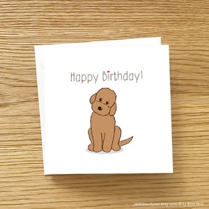 Carte de voeux pour chien - Carte de joyeux anniversaire Labradoodle marron, carte Labradoodle, carte de chien, carte de joyeux anniversaire Labradoodle