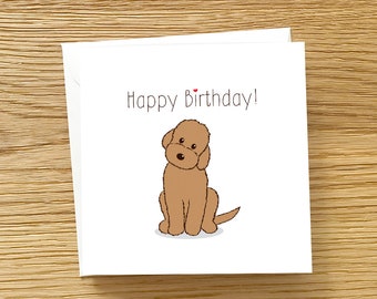 Dog Greeting Card - Brown Labradoodle Happy Birthday Card, Labradoodle card, Dog card, Labradoodle Happy Birthday Card