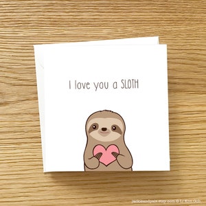 Biglietto d'auguri bradipo - Carino bradipo con cuore d'amore, ti amo bradipo, biglietto d'amore bradipo, biglietto di San Valentino bradipo, bradipo d'amore, ti amo biglietto