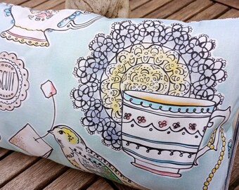 Lavender scented small pillow &#39;Tea & Biscuits&#39; print