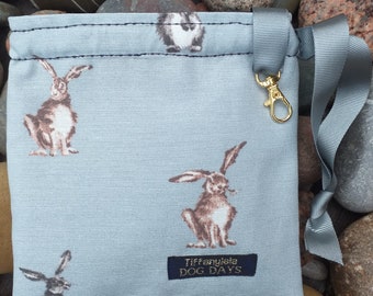 Dog treat bag (pale blue rabbit print)