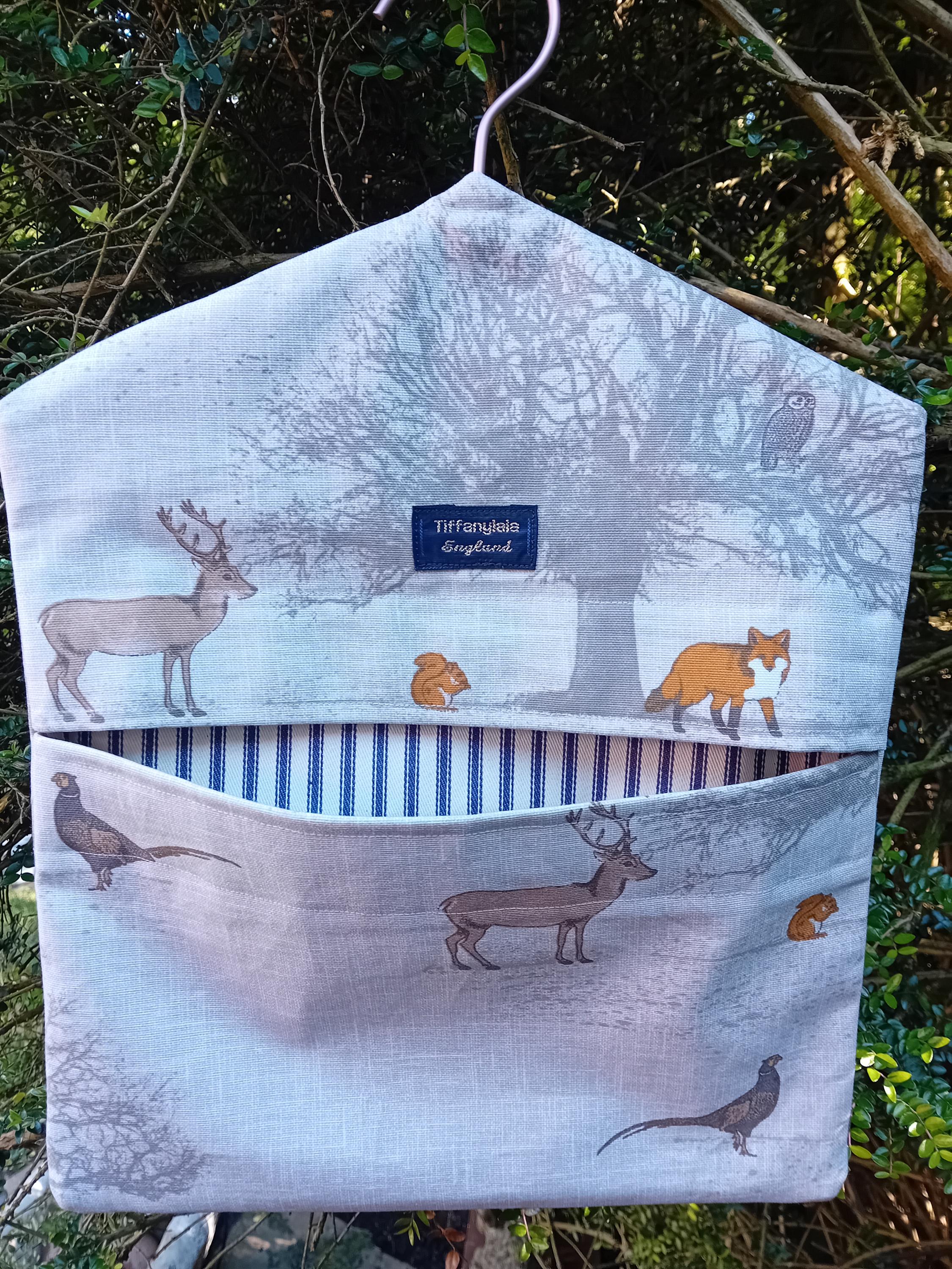 Quality Lined Peg bag in 'Tatton Woodland' print......
