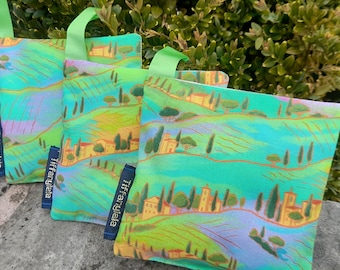 Lavender Hanging sachets in Tuscany Lavender Fields print fabric x 3 sachets