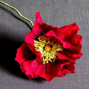 Papaveri di carta islandesi, papavero "rosso cardinale" / bouquet da sposa, bouquet di fiori di carta, fiori di carta da matrimonio