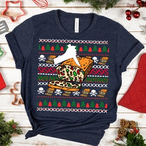 Funny Fruitcake Haters Ugly Christmas Sweater T-shirt, X-Mas Office Party Shirt, Christmas Humor Clothes, Mid Century Modern Graphic image 5