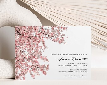 Cherry Blossom Bridal Shower Invitation | Cherry Blossom Baby Shower Invite | Birthday Invite | Baptism | Quince Invitations | Floral Invite