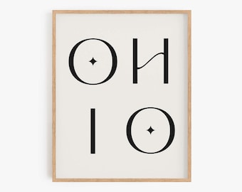 Minimalistischer Ohio Kunstdruck | Modern Buckeye State Wanddekoration