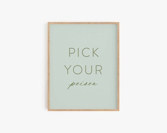 Pick Your Poison Halloween Art Print | Printed | Bar Cart Decor | Minimalist Halloween Decor | Halloween Party