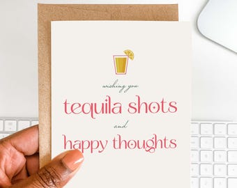 Funny Tequila Shots Birthday Card | Celebration Humor Card for Friends & Family