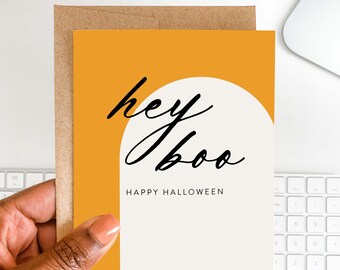 Hey Boo Happy Halloween Greeting Card | Funny Halloween Cards | Adult Halloween Cards | Card for Him | Card for Her | Ghost Card