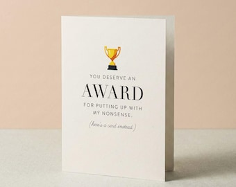 Funny Teacher Award Card | Thank You for Putting Up with Me