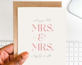 Mrs. + Mrs. Wedding Greeting Card | Lesbian Wedding Card | Gay Wedding Card | Hers and Hers | Congratulations Card