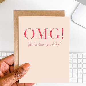 Baby Shower Greeting Card | OMG Baby Card | Baby Shower Card | Pregnancy Announcement | New Baby | Expecting Parents Card | Congrats Card