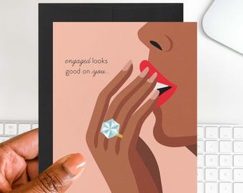 Modern Engagement Card | Stylish Congratulations, Newly Engaged