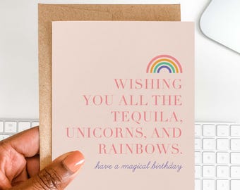 Funny Tequila Unicorns Birthday Card | Magical Greeting
