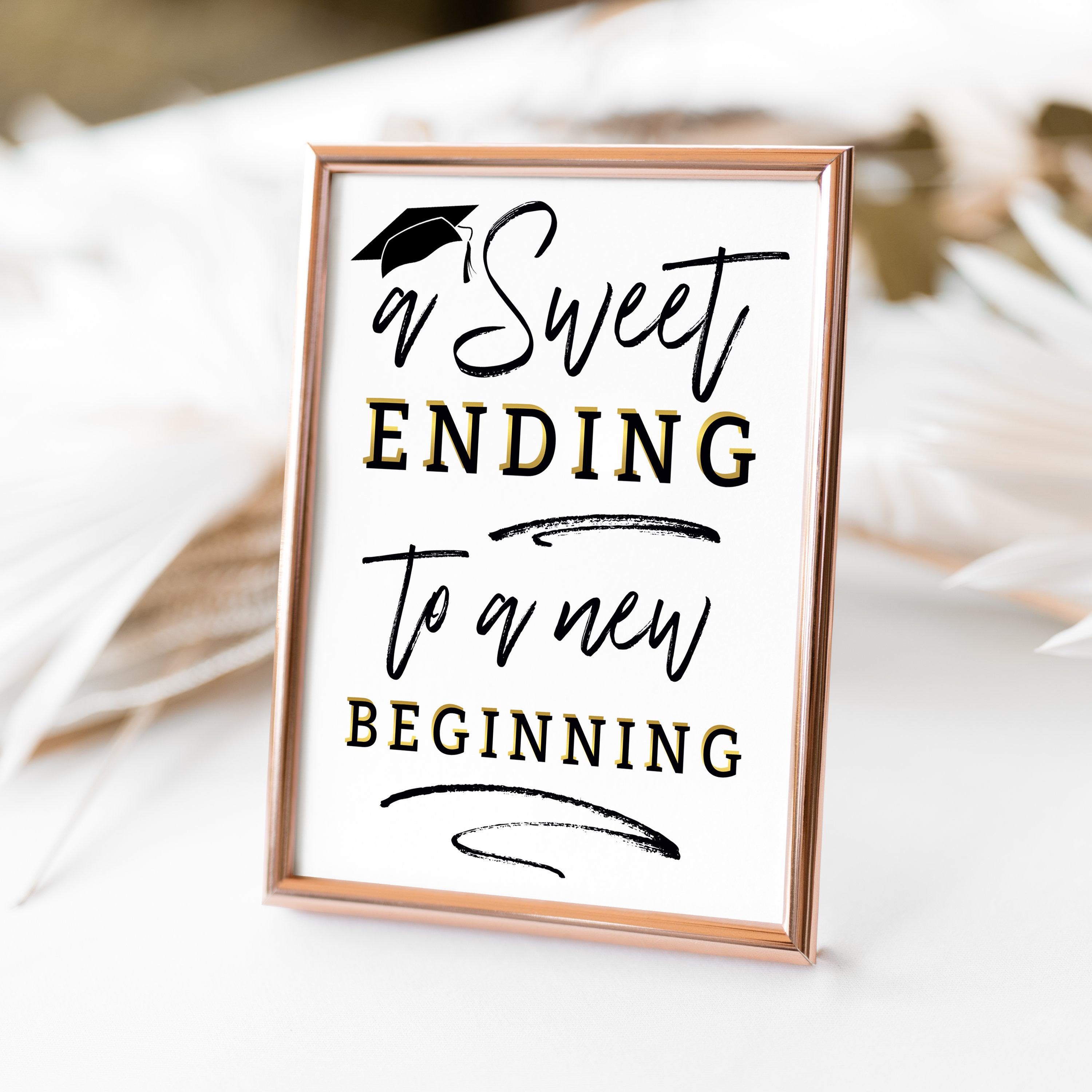 Printable Graduation Sign A Sweet Ending to A New Beginning Grad Party ...