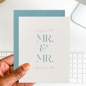 Mr. + Mr. Wedding Greeting Card | Gay Wedding Card | Gay Marriage Card | Wedding Card for Couple | His and His | Wedding Card for Gay Couple