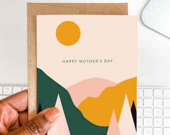 Landscape Mother's Day Greeting Card | Landscape Art | Pink Mother's Day Card | Card for Mom | Card from Husband | Card from Daughter | Son