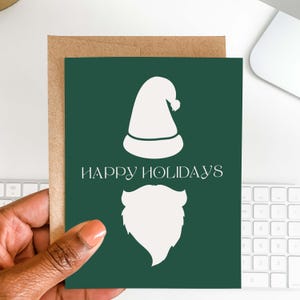 Bearded Holiday Greeting Card | Santa Greeting Boxed Card | Cute Christmas Card | Card for Her | Card for Him | Green Christmas Cards Boxed