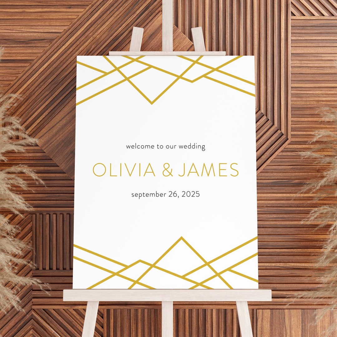 Printable Art Deco Wedding Sign Geometric Welcome Sign Wedding Decor ...