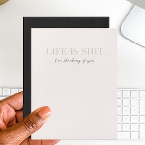 Funny Sympathy Greeting Card | Thinking of You | Honest Greeting Card | Life Is Hard Card | Encouragement Card | Supportive Empathy Card
