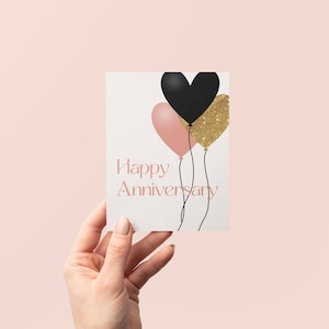 Wedding Anniversary Greeting Card | Wedding Anniversary Card | Anniversary Balloons Card | Happy Anniversary Card | Card for Couple | Hearts