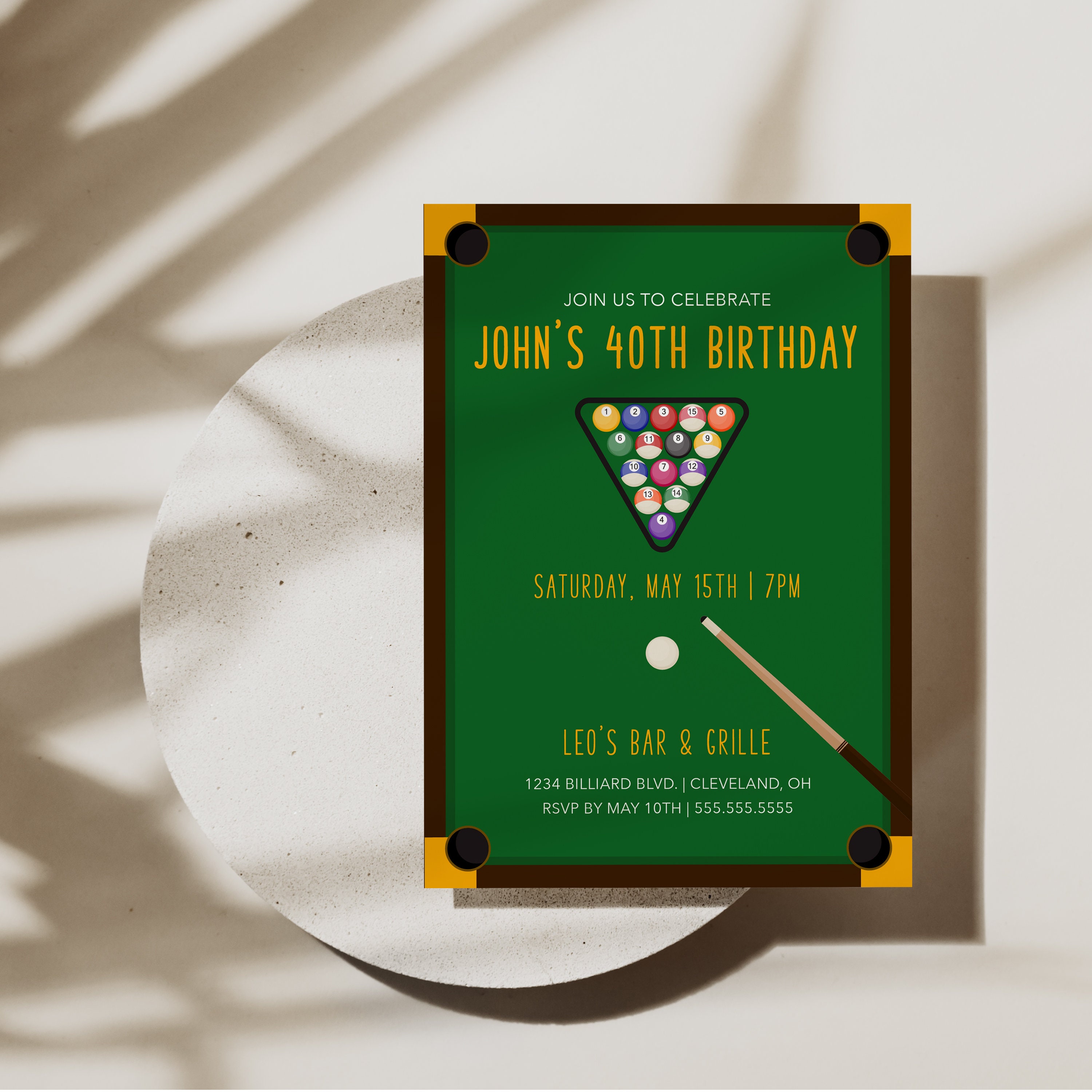 Billiard Birthday Party Invitation Pool Party Invitation Party for Him ...