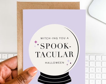 Funny Halloween Greeting Card | Spook-tacular | Crystal Ball | Witch Card | Fortune Teller Card | Card for Her | Gift