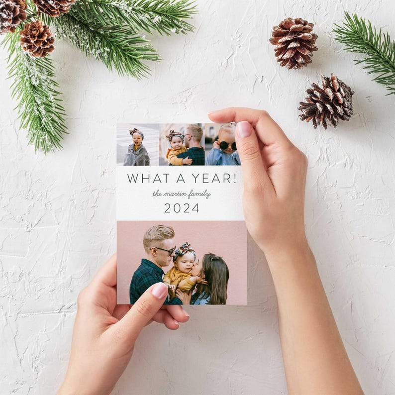 Custom Photo Collage Holiday Card | Modern Family Year in Review - Etsy