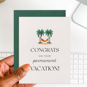 Retirement Greeting Card | Funny Retirement Card | Humor Retirement Card | Permanent Vacation Card | Retirement Gift | Retirement Party