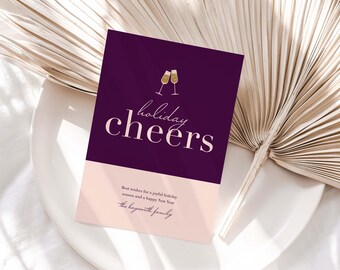 Personalized Holiday Cheers Card | Color Block, Custom Family Greeting
