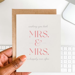 Mrs. + Mrs. Wedding Greeting Card | Lesbian Wedding Card | Gay Wedding Card | Hers and Hers | Congratulations Card | Gay Marriage Card