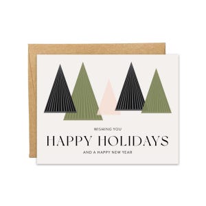 Holiday Trees Greeting Card | Modern Christmas Card Boxed Set | Card for Her | Card for Him | Happy New Year Cards | Christmas Cards Boxed