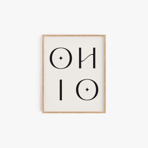 Ohio Art Print | Ohio Wall Decor | Minimalist Ohio Art | Modern Ohio Decor | Ohio Home Decor | Chic Ohio Print | Buckeye State | Ohio State