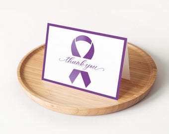 Purple Ribbon Thank You Card Set | Awareness Card